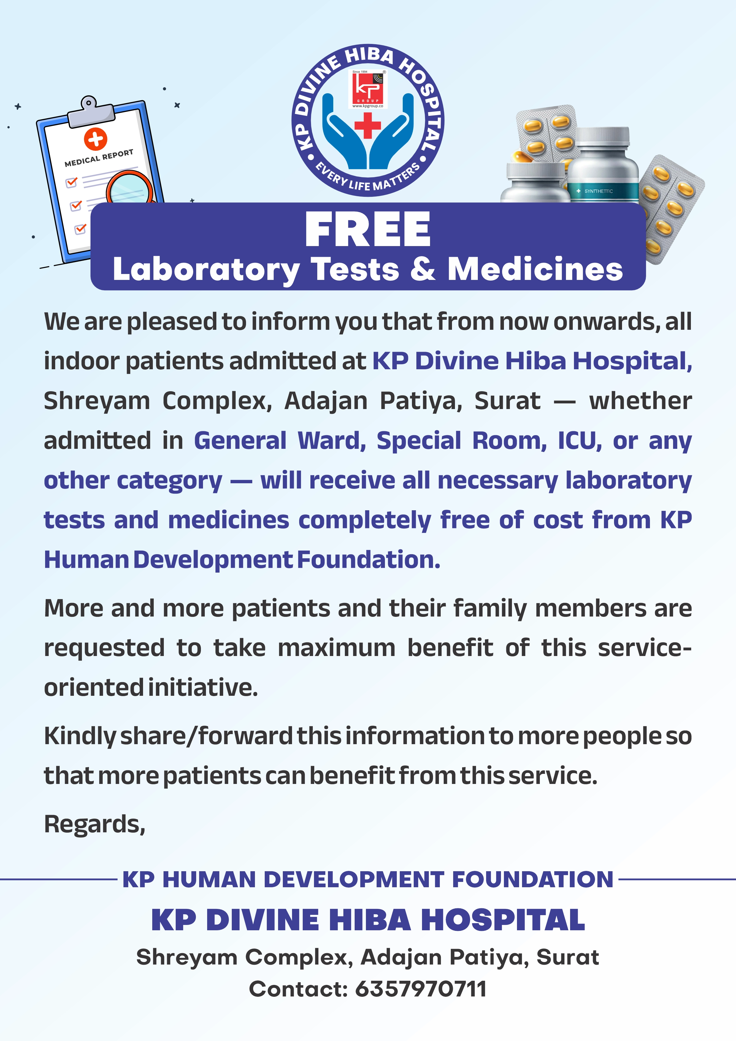 KP Hiba free medicine and test scheme brochure